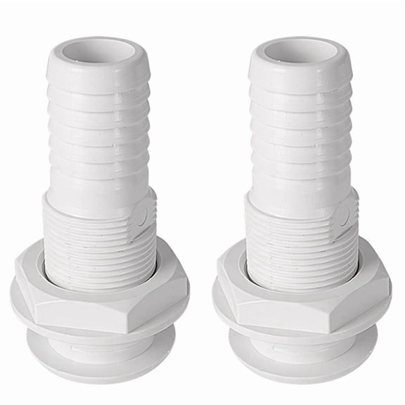 2X Marine Boat Thru Hull Fitting Connector for 5/8, 3/4, 1 Inch Hose Boat Drain Bilge Pump Plumbing Fittings White
