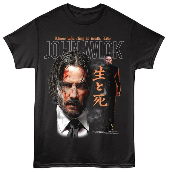John Wick Those who Cling to Death Men's T Shirt (White, Adult6XL)