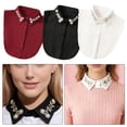 thumbnail image 2 of Cuello falso de camisa con diamantes de imitación y perlas de imitación, desmontable, ajustable, adornado, para medio cuello de camisa, accesorio formal para eventos., 2 of 6