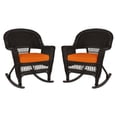 thumbnail image 1 of Pemberly Row Wicker Rocker Chair in Black with Orange Cushion (Set of 2), 1 of 9