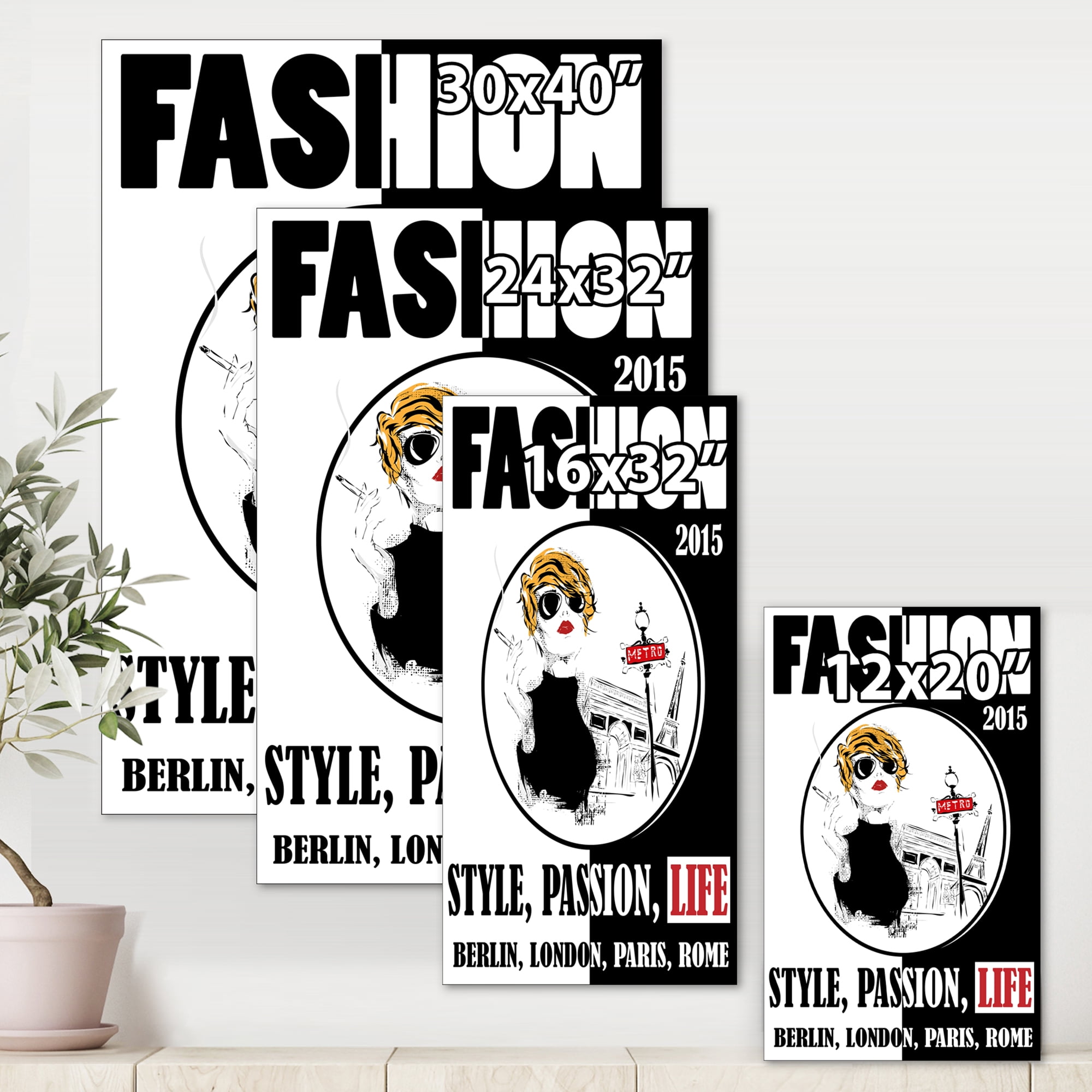 Designart ' Style Passion Life Fashion Woman I ' Vintage Canvas Wall Art Print
