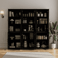 thumbnail image 6 of RichYa 3Pcs Grid Bookcases Set with Glass Doors,Tall Bookshelves with Storage Drawers,5-Tier Modular Cabinets for Living Room,Black(BFB), 6 of 10