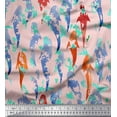thumbnail image 1 of Soimoi Pink Moss Georgette Fabric Fish Ocean Printed Craft Fabric by the Yard 42 Inch Wide, 1 of 1