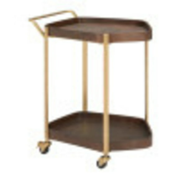 Stela Bar Cart Walnut Serving Cart, Modern Style, Caster wheels for easy mobility, Steel, Indoor Bar