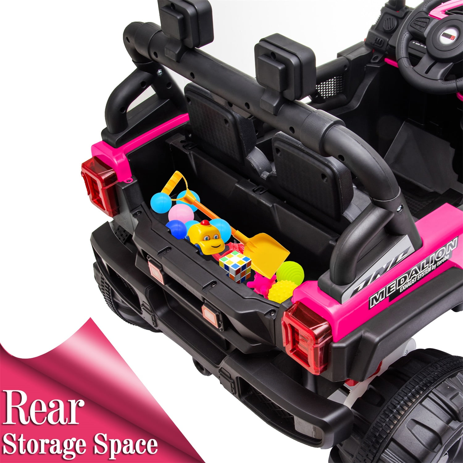 CIPACHO 12V Kids Ride On Truck Car with Parent Remote Control, Spring Suspension, LED Lights, AUX Port, Kids Electric Vehicle Toy, Pink