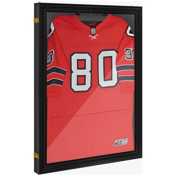 24" x 32" Jersey Glass Display Case UV Protection & Lockable for Sports Memorabilia, Black