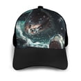 thumbnail image 3 of Yiaed Wave Ocean Animal Shark Print Baseball Cap Dad Hat Polo Style Plain Blank Adjustable Size, 3 of 5
