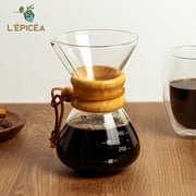L'EPICEA Pour over Coffee Maker Holds up 4 Cups, 21oz 400ml Glass Coffee Dripper Set