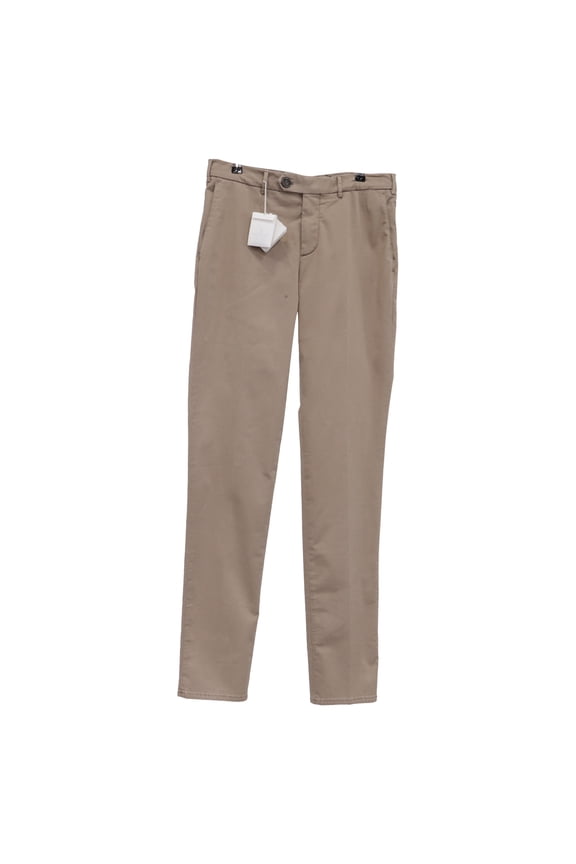 Pre-Owned Brunello Cucinelli Straight-Leg Trousers in Beige Cotton