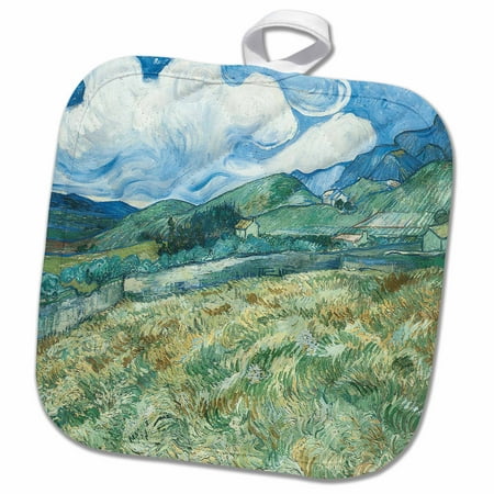

3dRose Wheatfield with Mountains in the Background by Vincent Van Gogh - Pot Holder 8 by 8-inch