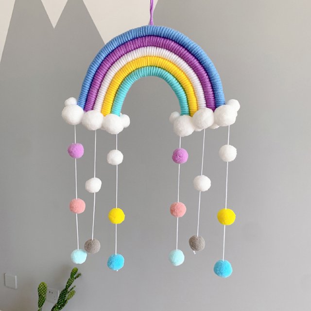 Gwong Decoración hogareña Pelota de arco iris tejida colgante de niños sala de colgante ornamento balcón casa decoración de pared Gwong 21049566