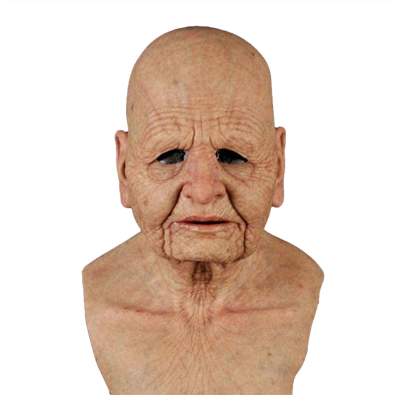 Old Man Mask Realistic OAP Creepy Latex Disguise Halloween Fancy Dress Grandad 