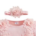 thumbnail image 6 of KPOPLK Baby Girl Floral Tulle Princess Dress Long Sleeve Cute Tutu Skirts Romper with Lace Headband for 3 6 9 12 18 Months(Pink,9-12 Months), 6 of 7