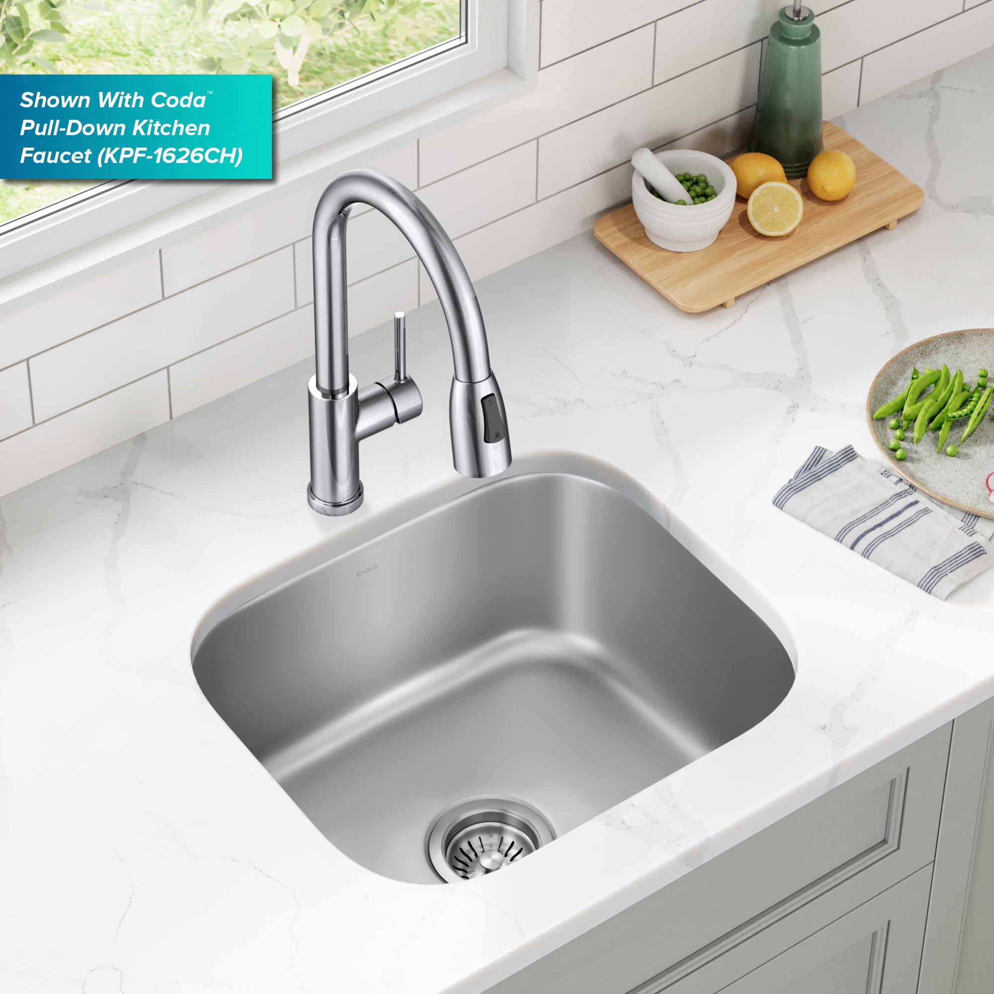 KRAUS Premier 20 in Undermount Single Bowl 18-Gauge Stainless Steel Kitchen Sink
