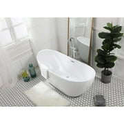 Elegant Kitchen and Bath 67 inch soaking bathtub in glossy white