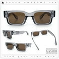 thumbnail image 2 of Narrow Rectangle Horn Rim Gentlmanly Thick Beveled Plastic Sunglasses Slate - Brown, 2 of 8
