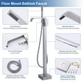thumbnail image 2 of Wowow Brushed Nickel 1-handle Freestanding Waterfall Bathtub Faucet with Hand Shower (Valve Included), 2 of 7
