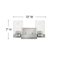thumbnail image 4 of 2 Light Bath Vanity In Transitional Style 13 Inches Wide By 7 Inches High-Brushed Nickel Finish-Clear Glass Color-Halogen Lamping Type Hinkley, 4 of 8