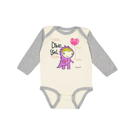 

Inktastic Dino Girl Blonde Hair Gift Baby Girl Long Sleeve Bodysuit