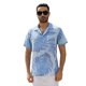 thumbnail image 3 of Sonducket Camisa de playa hawaiana Blusa de solapa suelta manga corta Simple hoja tropical Top ropa camiseta viaje diario vacaciones Camisetas Azul claro XXL, 3 of 6