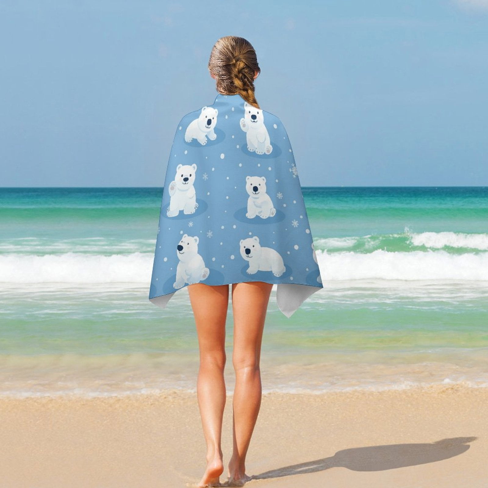 Cute Polar Bear Beach Towel – with A Unique Design, Extra Large,XL (32”x 63”) for Kids & Adults