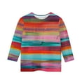 thumbnail image 5 of Ugoldhm Girls 3/4 Sleeve Crewneck Tops Casual Fashion Striped Tees Sizes 3-11, 5 of 5