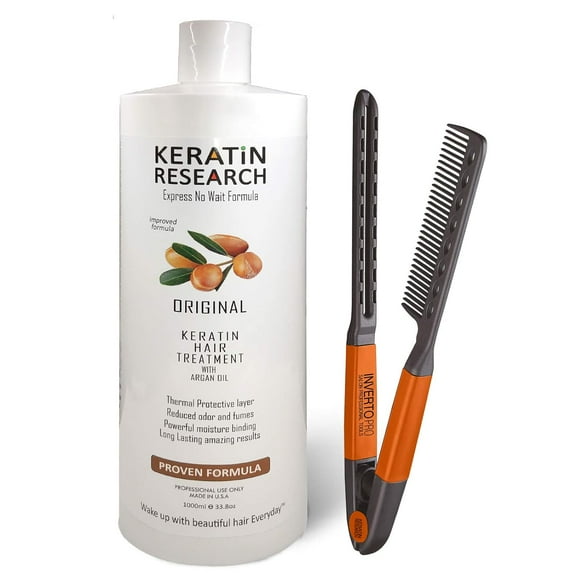 Complex Brazilian Keratin Hair Treatment Kit with Argan Oil Blowout Treatment Natural Organic Results Straightening and Smoothing Hair Keratina Brasilera Para Alisar el Pelo (32oz Comb)