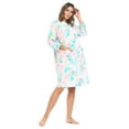 thumbnail image 3 of Casual Nights Women's Floral Snap Front Flannel Duster Long Sleeve Lounger Dress, 3 of 5
