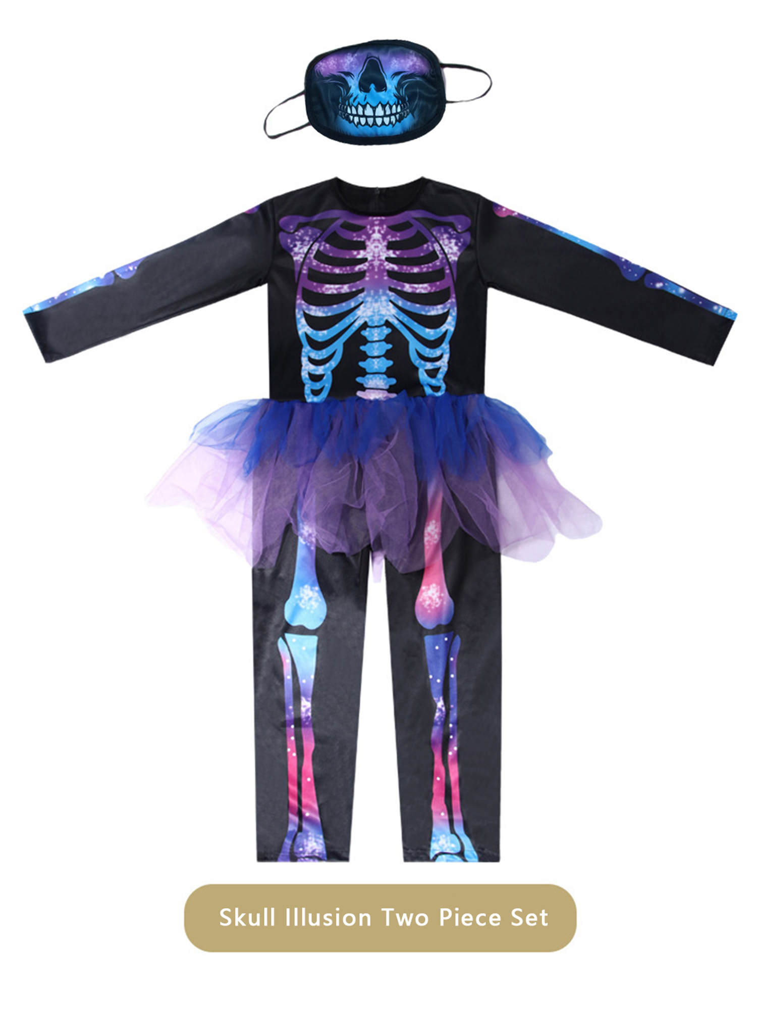 Costume Squelette Enfant Phosphorescent - Combinaison + Capuche + Gants, 4 Tailles - 7