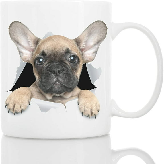 Funny French Bulldog Mug - Ceramic Funny Coffee Mug - Perfect Dog Lover Gift - Cute Novelty Coffee Mug Present - Great Birthday or Christmas Surprise for Friend or Coworker, Men and Women (11oz)