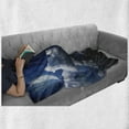 thumbnail image 6 of Clouds Soft Flannel Fleece Blanket, Celestial Solar Night Scene Stars Moon and Clouds Heaven Place in Cosmos Theme, Cozy Plush for Indoor and Outdoor Use, 50" x 70", Dark Blue White, by Ambesonne, 6 of 6