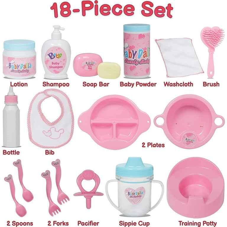 Prextex 18-Piece Baby Doll Food Feed & Newborn Role Play Accessory