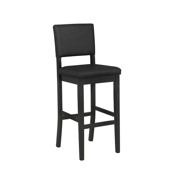 Linon Milano 31" Indoor Padded Mid Back Barstool, Black Faux Leather
