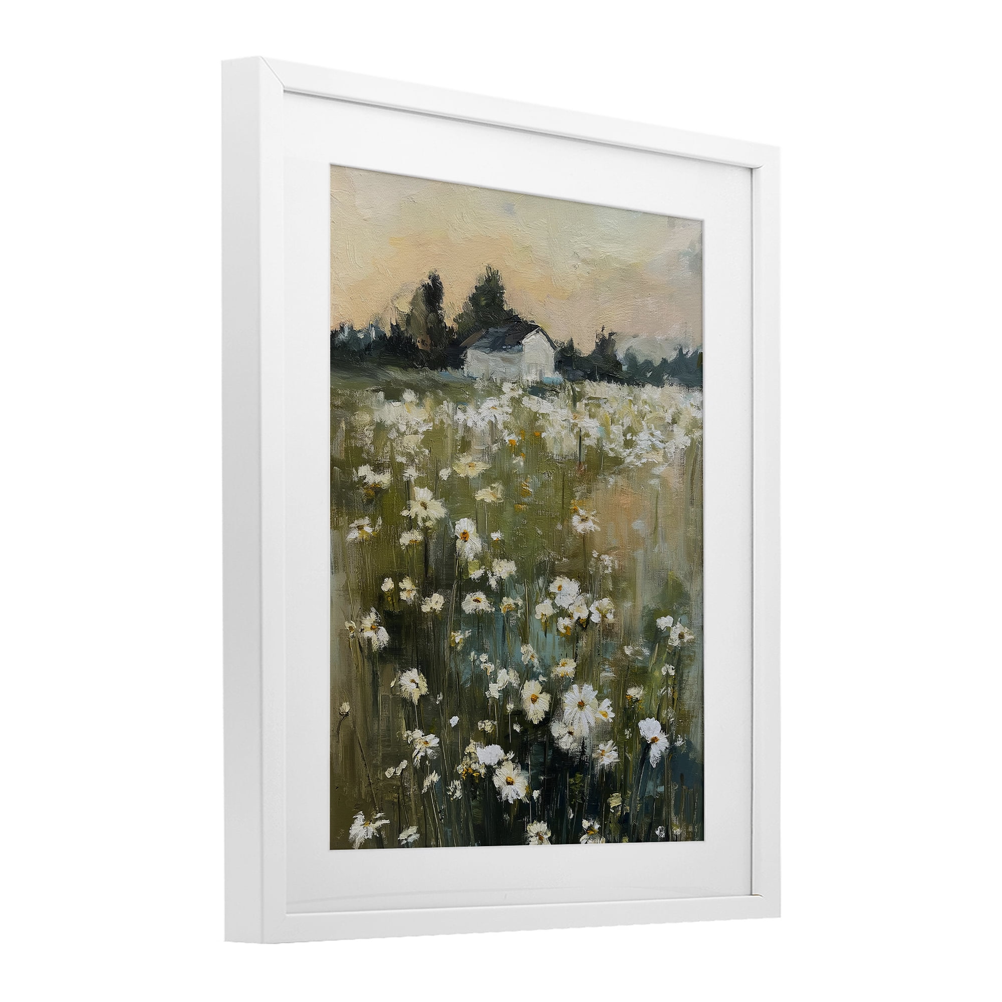 Stupell Industries Expressive Endless Daisies White Framed Print Under Glass, design by Svetlana Aleynikova