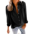 thumbnail image 1 of Blouses en Chiffon Col en V pour Femmes Manches Ballon Décontractées, 1 of 3
