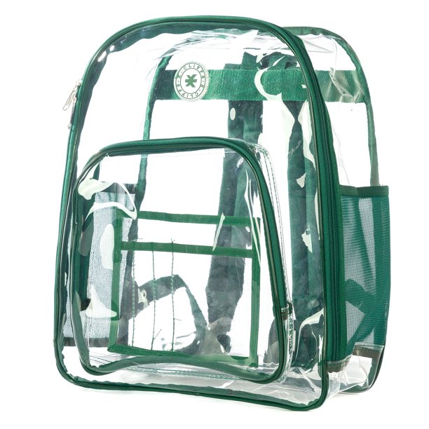 KCliffs KCliffs Heavy Duty Clear Backpack with Green Trim Walmart