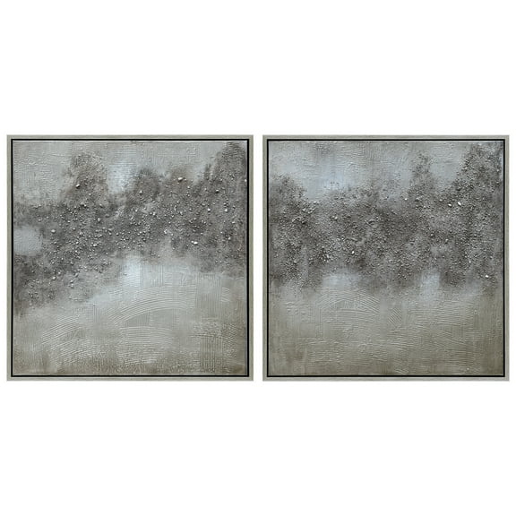 Empire Art Direct Fog Textured Metallic Hand Painted Diptych Wall Art, 36" x 36" x 1.5" each, Ready to Hang