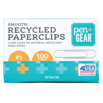 Pen+Gear Pen + Gear Recycled Paper Clips, Smooth Finish, #1 Size, 1 1/4" x 1/4", Silver, 100/Box (A7072374)