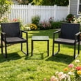thumbnail image 4 of Walsunny 3 Piece Modern Patio Bistro Set,All-Weather Patio Furniture Set with Glass Top Coffee Table,Rattan Conversation Set with Cushions and Side Table for Balcony Porch Garden Backyard,Black, 4 of 8