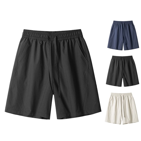 Lenago Men's Shorts Athletic Mens Shorts Casual Men's Casual Fashion Solid Color Elastic Waist Pocket Outdoor Sports Shorts Pants Beige XXL
