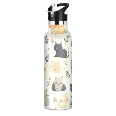 

Kids Insulated Stainless Steel Sports Water Bottle 600ml (20oz) BPA-Free Cat