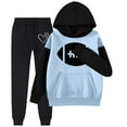 thumbnail image 4 of Sweatsuit Set for Teen Girls 2 Piece Hoodie with Sweatpants Color Block Hoodies Long Sleeve Pullover Trendy Graphic Letter Sweatshirt Teen Clothes for Girls Size 6-7 Years, 4 of 6