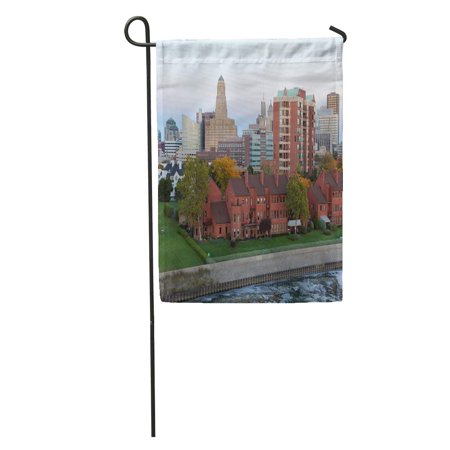 SIDONKU Buffalo Skyline at Dusk in October from The Erie Basin Garden Flag Decorative Flag House Banner 12x18 inch