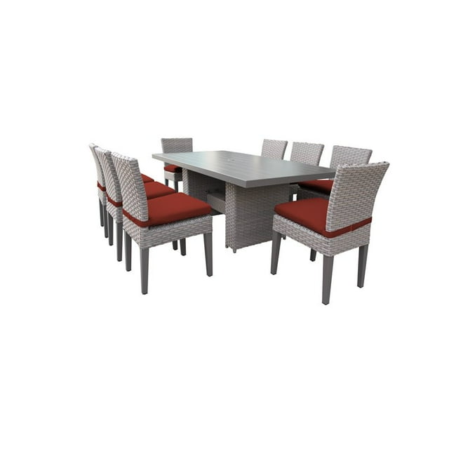 Table de Salle à Manger Rectangulaire en Patio Extérieur Monterey avec 8 Chaises Sans Bras