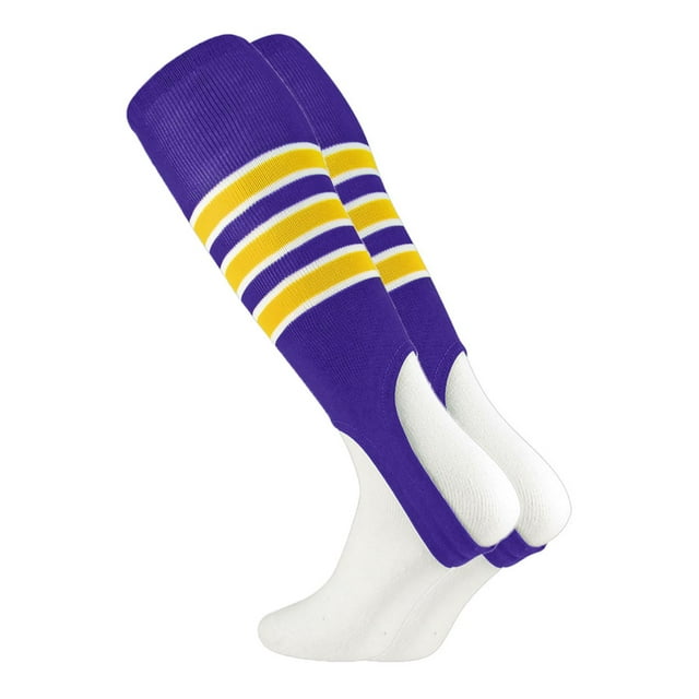 Patrón de estribos de béisbol a rayas TCK D (morado/blanco/dorado grande)