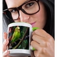 thumbnail image 2 of 3drose, Green Lovely Budgie Bird, 15oz Two-tone Green Mug, 2 of 6