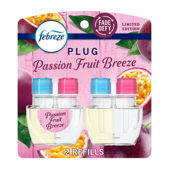 Febreze Plug In Air Freshener Scented Oil Refill Passion Fruit, 2 Count