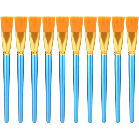 1 Inch Wide Flat Paint Brushes - Set of 10 - Synthetic Nylon Bristles - Suitable for Watercolor, Acrylic, Oil Painting - Ideal for Artists, Professionals, and Amateurs
