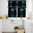 thumbnail image 3 of Teal Rose Kitchen Curtains Valances and Tiers Set of 3 Butterfly Splash Tier Curtains and Valance with Rod Pocket for Small Windows, 27.5"x24", 3 of 9