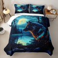 thumbnail image 2 of Manfei Woodland Wolf Quilt Full,Blue Sky Full Bedspread Sets,3-Piece, 2 of 7